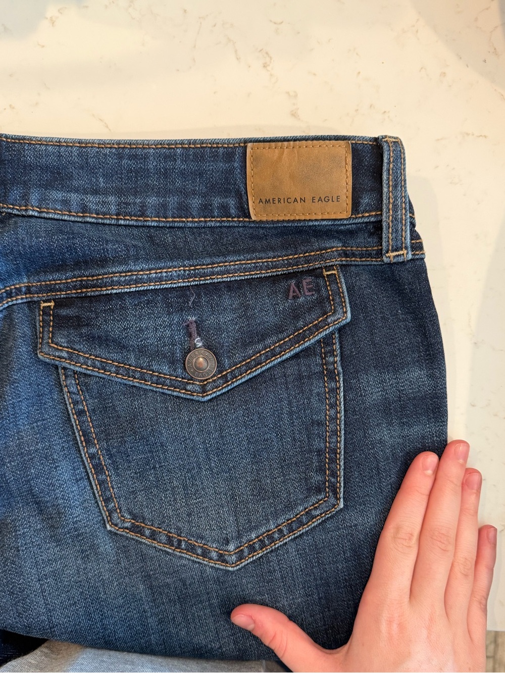 American Eagle Dark wash Super Low-Rise Kick Bootcut Jean - Picture 7 of 11